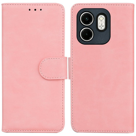For Infinix Hot 50i 4G  /  Smart 9 4G Case Solid Color Leather Wallet Phone Cover - Pink