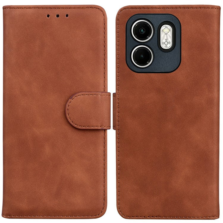 For Infinix Hot 50i 4G  /  Smart 9 4G Case Solid Color Leather Wallet Phone Cover - Brown