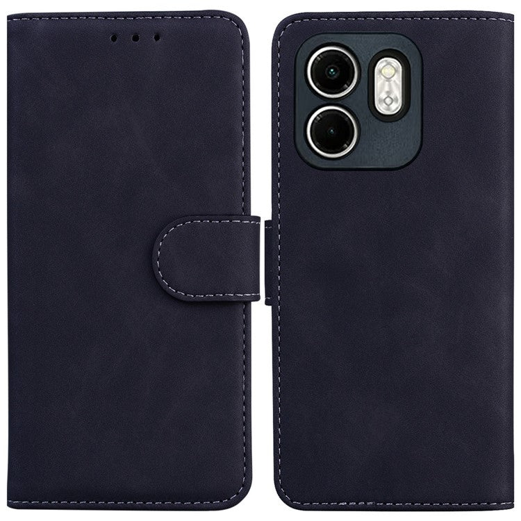 For Infinix Hot 50i 4G  /  Smart 9 4G Case Solid Color Leather Wallet Phone Cover - Black