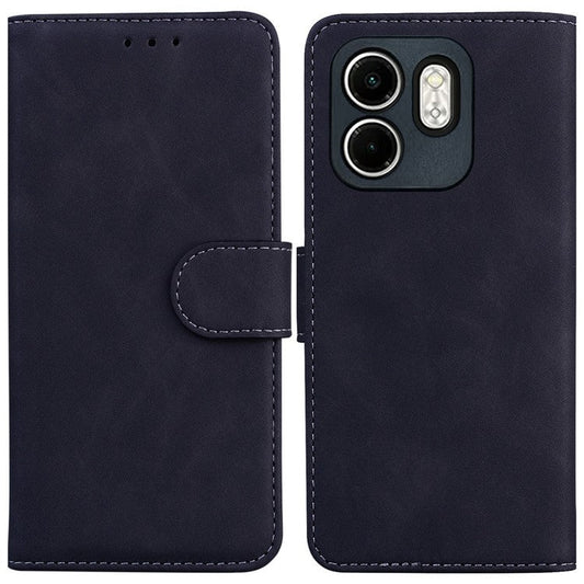 For Infinix Hot 50i 4G  /  Smart 9 4G Case Solid Color Leather Wallet Phone Cover - Black