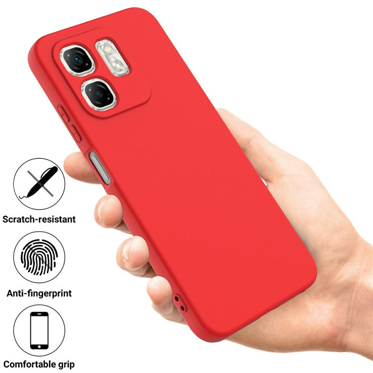 For Infinix Hot 50i 4G / Smart 9 4G Case Liquid Silicone Anti-Scratch Phone Cover with Hand Strap - Red