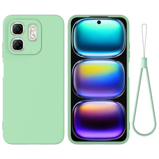 For Infinix Hot 50i 4G / Smart 9 4G Case Liquid Silicone Anti-Scratch Phone Cover with Hand Strap - Green