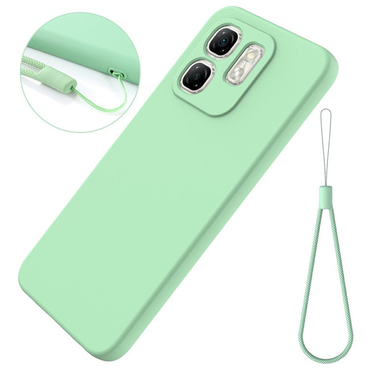 For Infinix Hot 50i 4G / Smart 9 4G Case Liquid Silicone Anti-Scratch Phone Cover with Hand Strap - Green