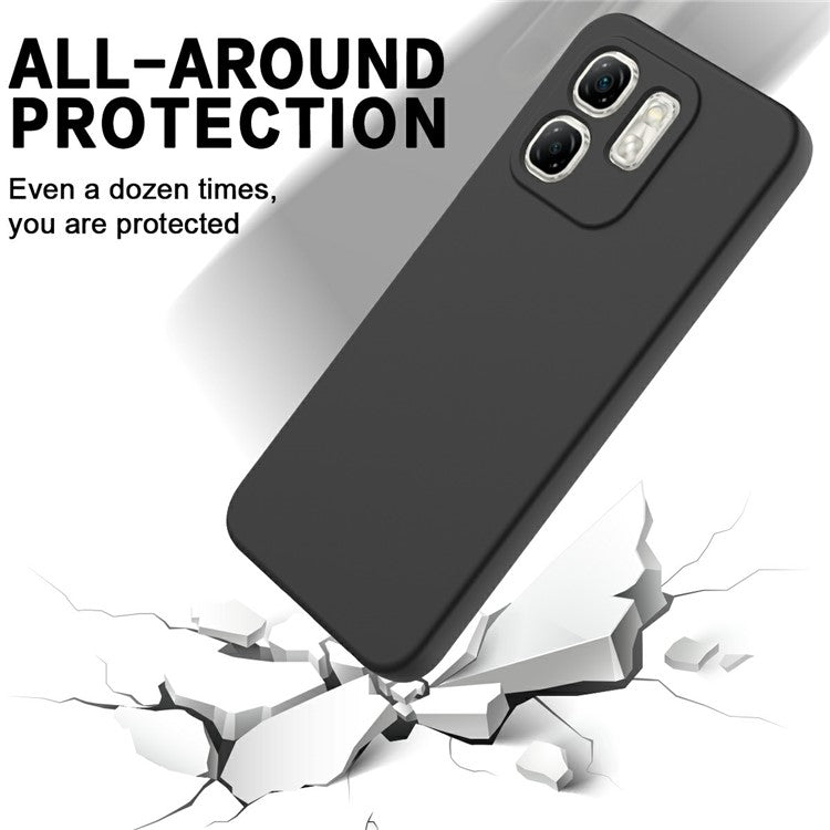 For Infinix Hot 50i 4G / Smart 9 4G Case Liquid Silicone Anti-Scratch Phone Cover with Hand Strap - Black