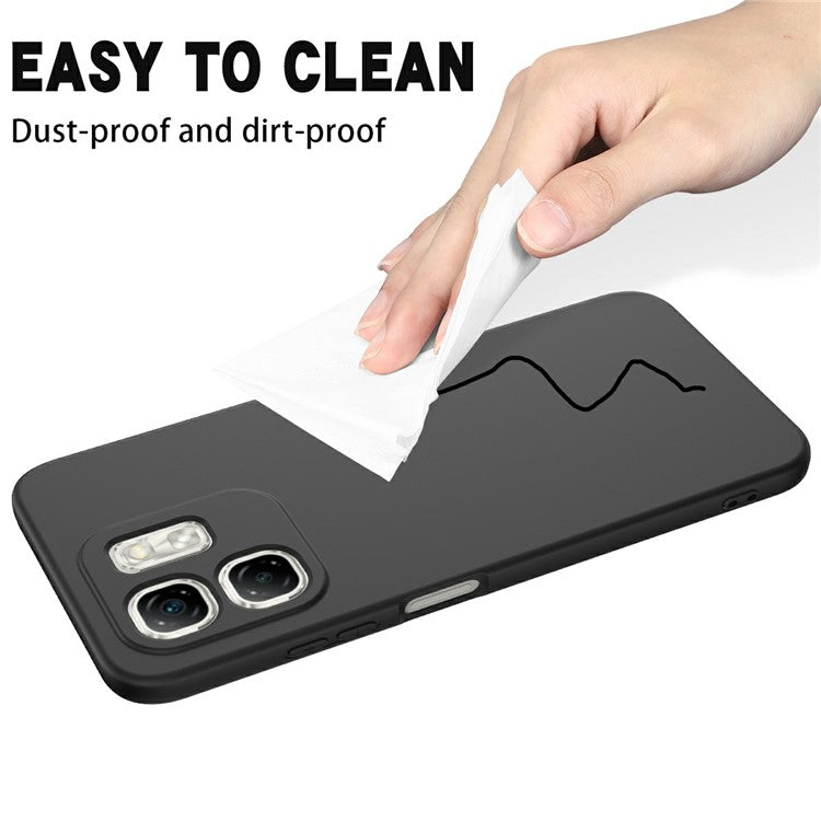 For Infinix Hot 50i 4G / Smart 9 4G Case Liquid Silicone Anti-Scratch Phone Cover with Hand Strap - Black