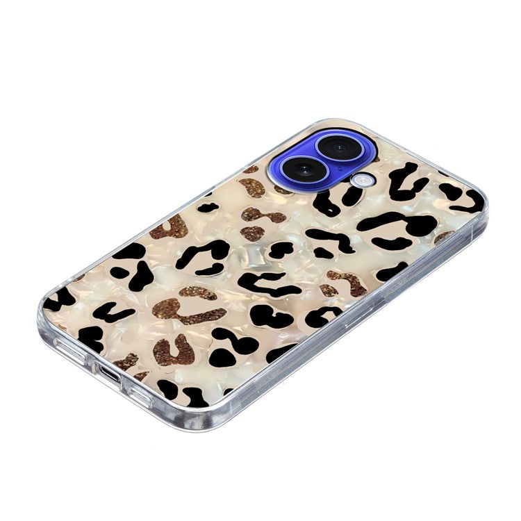 For iPhone 16 Plus Case Pattern Printing Shockproof Soft TPU Phone Cover - Leopard Print