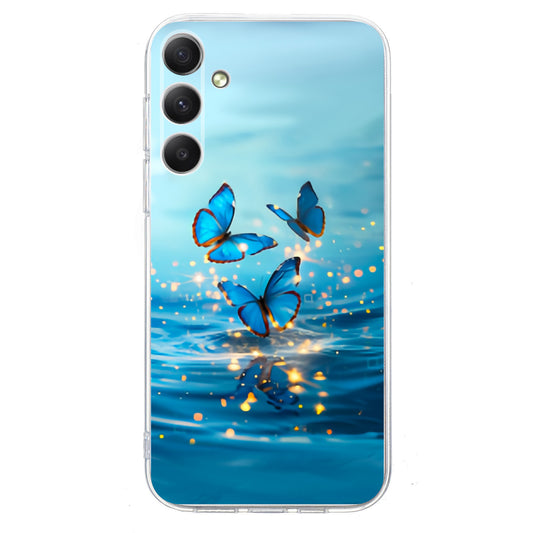 For Samsung Galaxy A16 5G / 4G Case Pattern Printing Shockproof Soft TPU Phone Cover - Blue Butterfly
