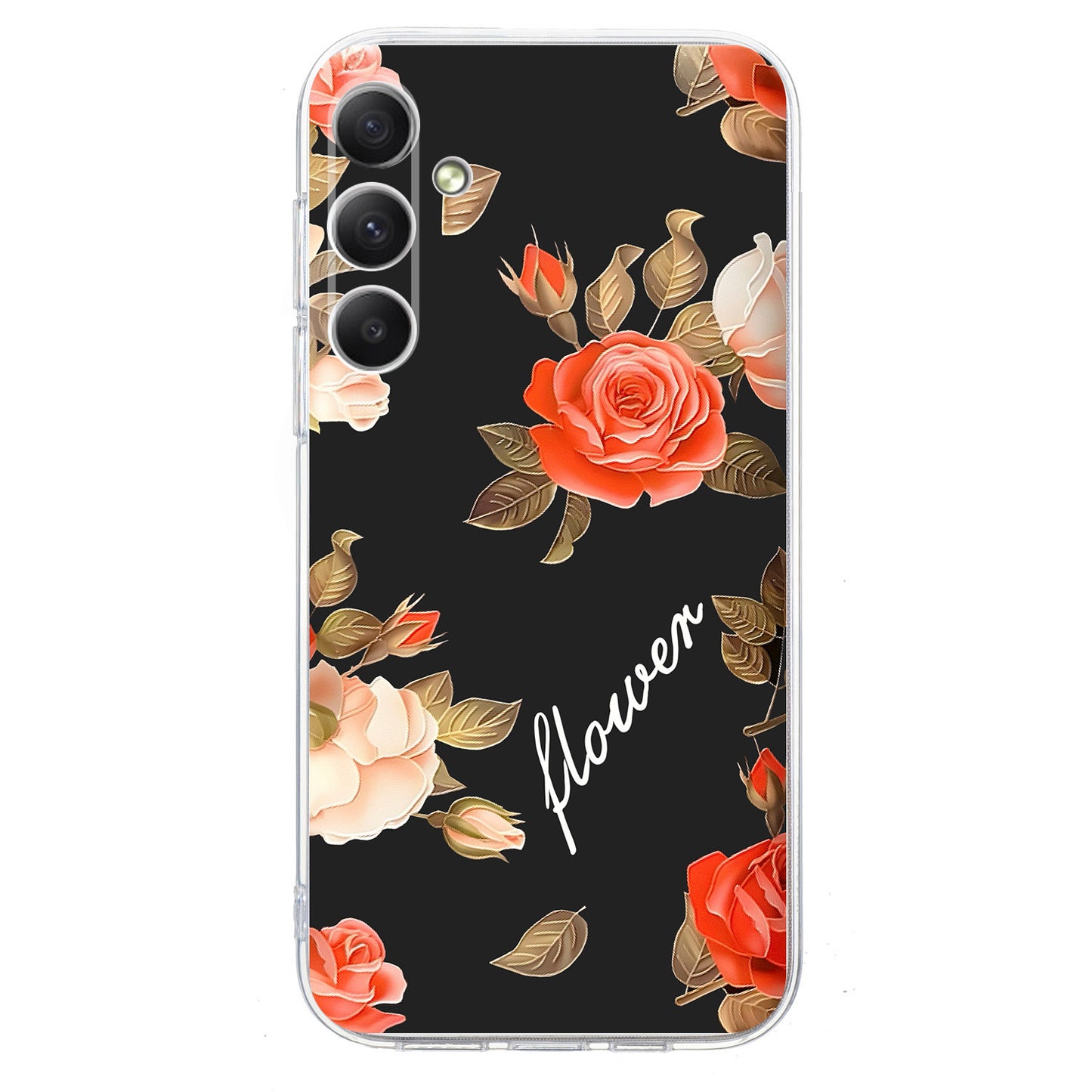 For Samsung Galaxy A16 5G / 4G Case Pattern Printing Shockproof Soft TPU Phone Cover - Black Background Flowers