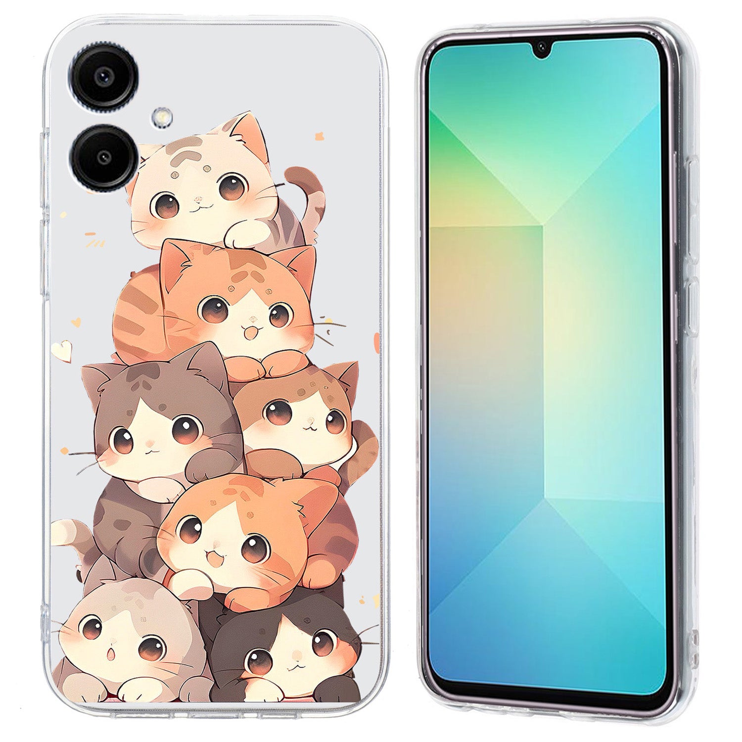 For Samsung Galaxy A06 Case Pattern Printing Shockproof Soft TPU Phone Cover - Multiple Kittens