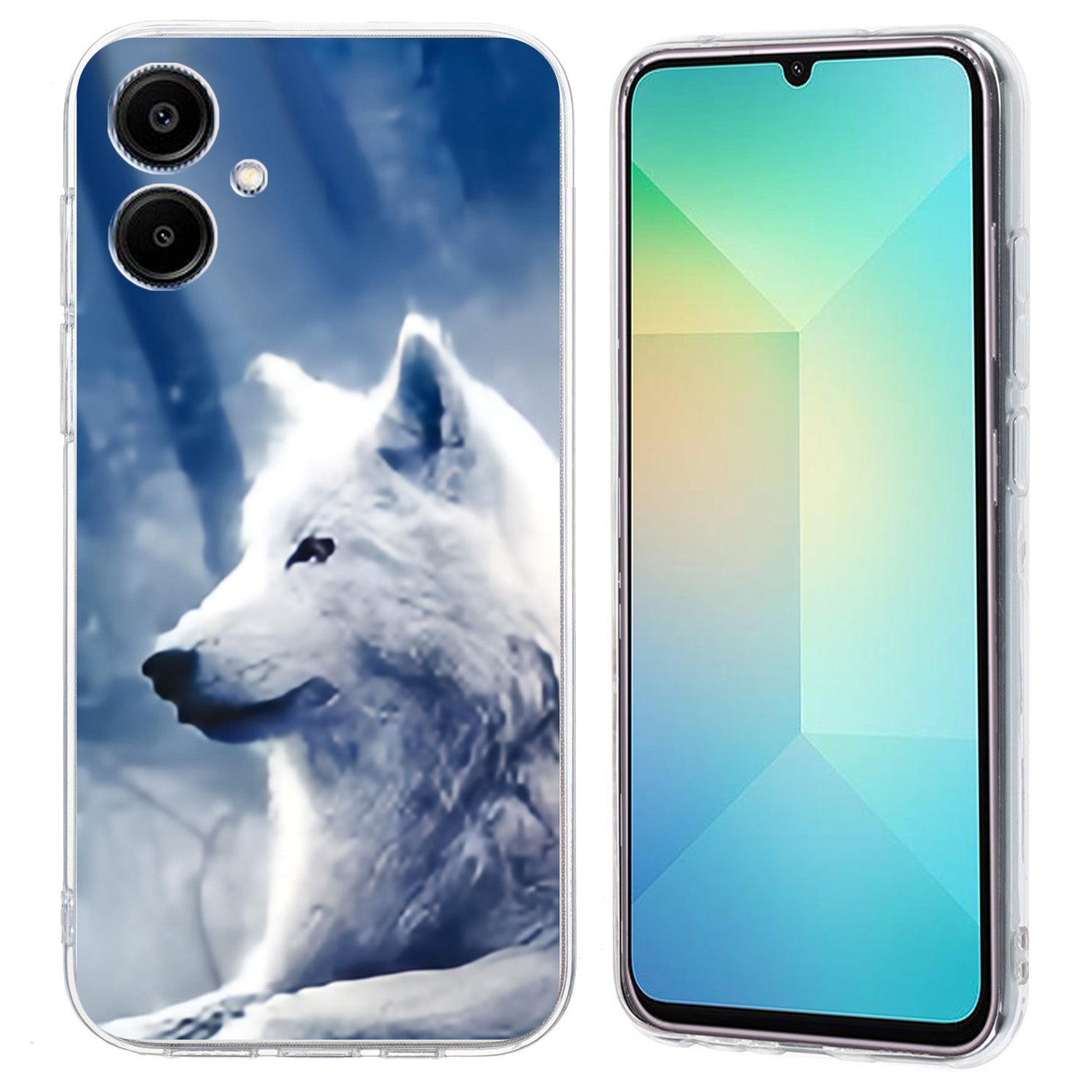 For Samsung Galaxy A06 Case Pattern Printing Shockproof Soft TPU Phone Cover - White Wolf