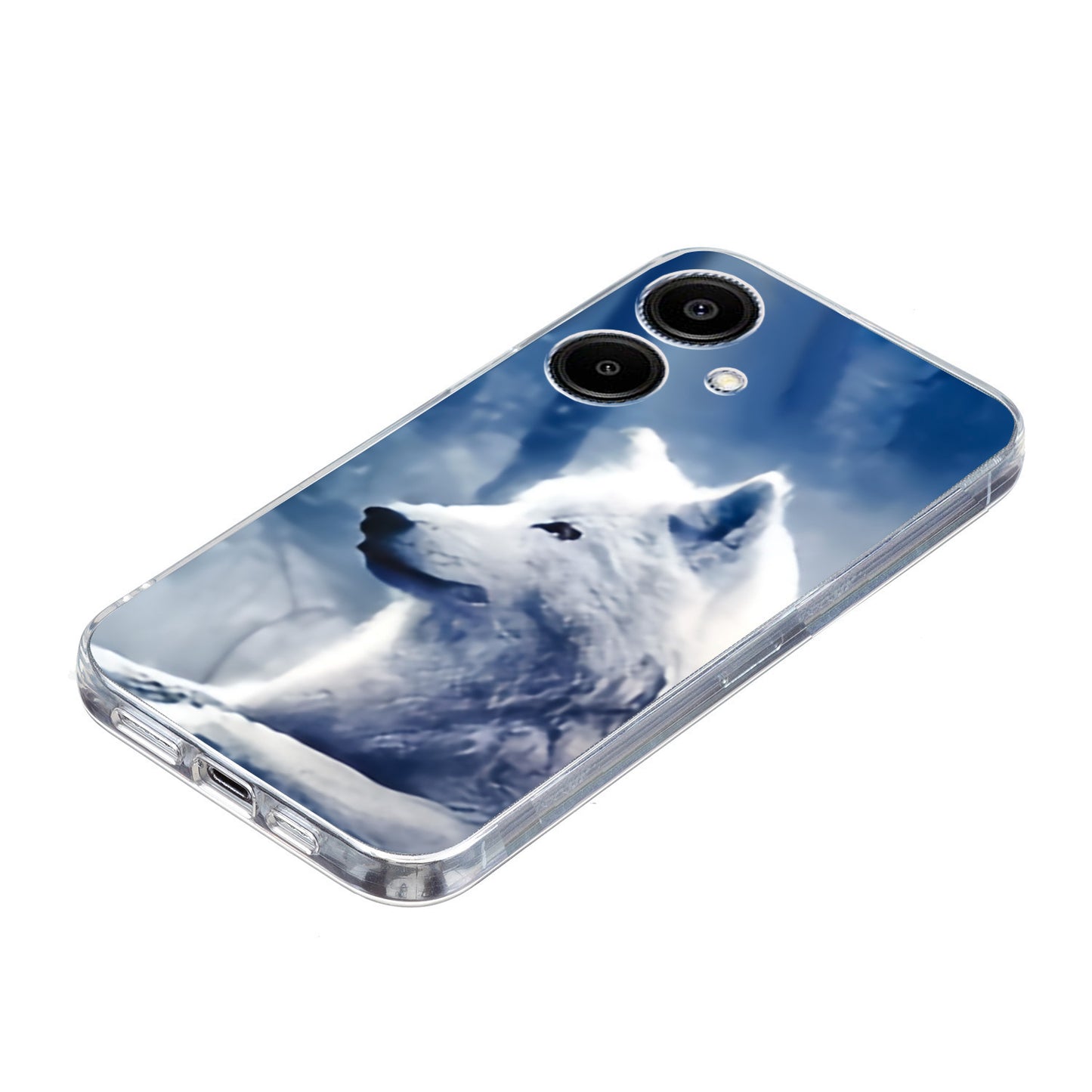For Samsung Galaxy A06 Case Pattern Printing Shockproof Soft TPU Phone Cover - White Wolf