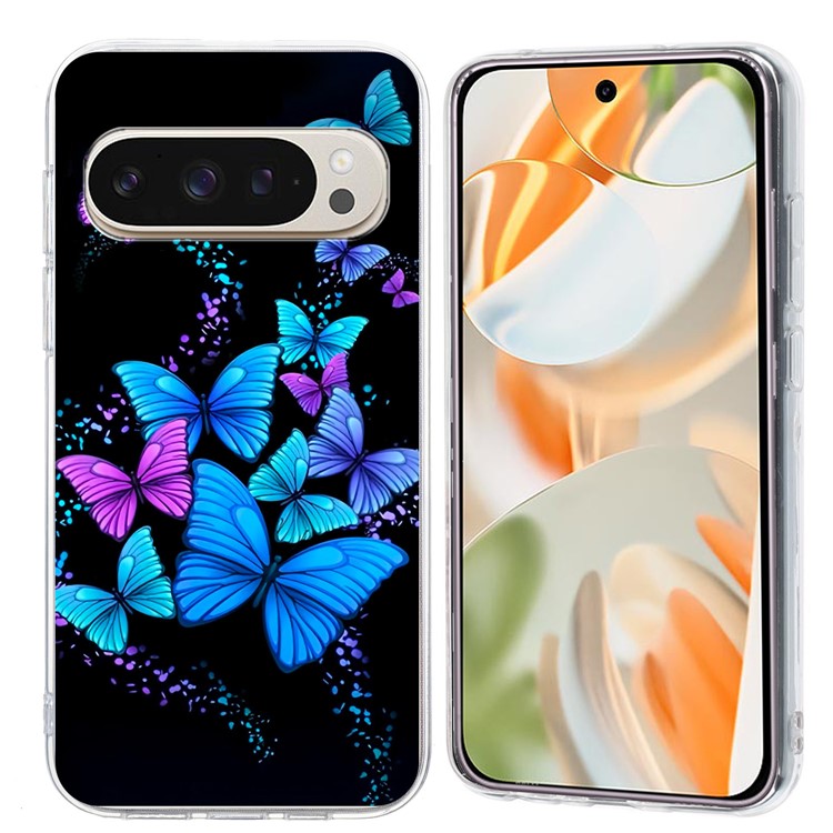 For Google Pixel 9 Pro XL Case Pattern Printing Shockproof Soft TPU Phone Cover - Colorful Butterflies