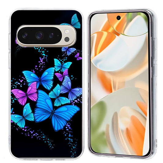 For Google Pixel 9 Pro XL Case Pattern Printing Shockproof Soft TPU Phone Cover - Colorful Butterflies