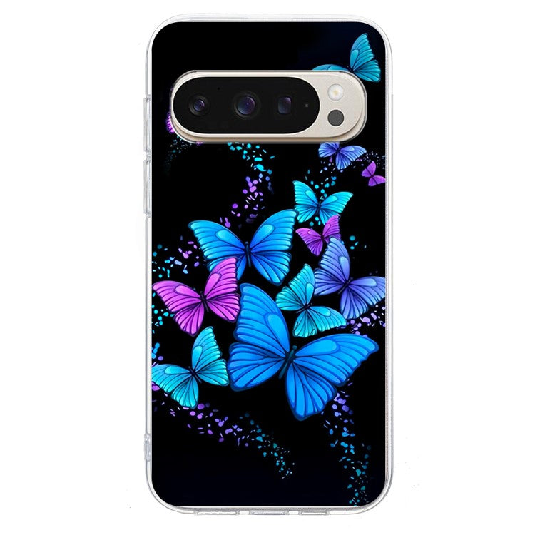 For Google Pixel 9 / 9 Pro Case Pattern Printing Shockproof Soft TPU Phone Cover - Colorful Butterflies