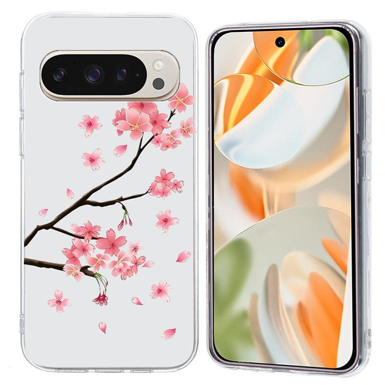 For Google Pixel 9 / 9 Pro Case Pattern Printing Shockproof Soft TPU Phone Cover - Plum Blossom
