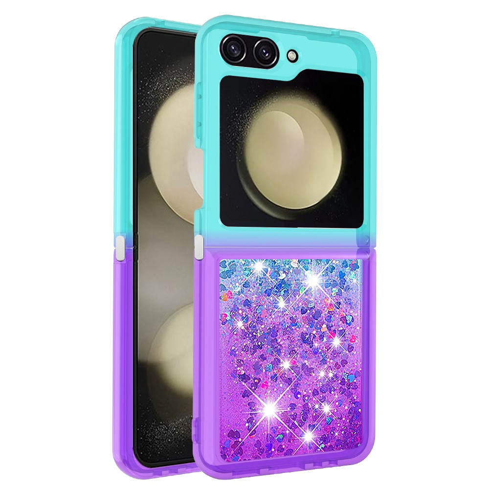 For Samsung Galaxy Z Flip7 FE 5G / Z Flip6 5G TPU Case Gradient Quicksand Phone Back Cover - Sky Blue+Purple