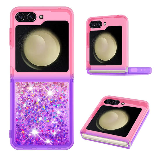 For Samsung Galaxy Z Flip7 FE 5G / Z Flip6 5G TPU Case Gradient Quicksand Phone Back Cover - Pink+Purple