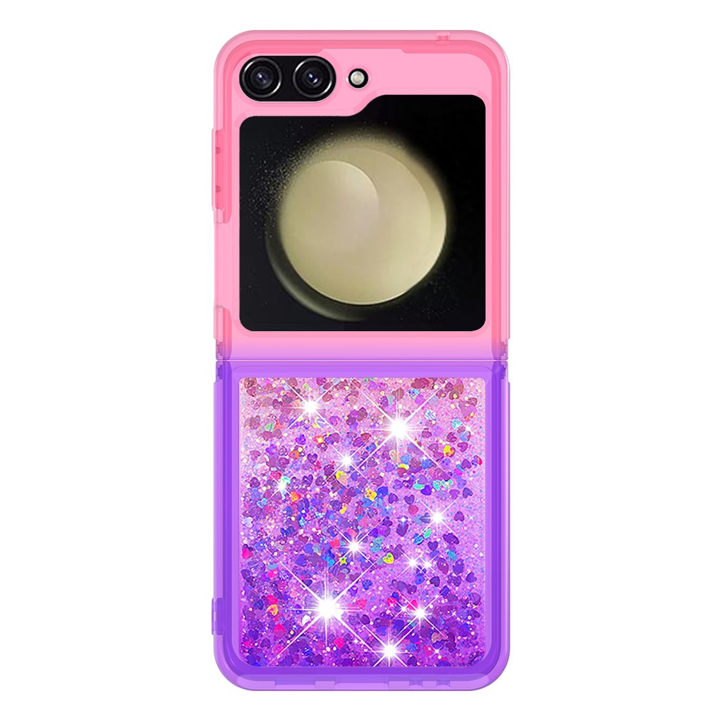 For Samsung Galaxy Z Flip7 FE 5G / Z Flip6 5G TPU Case Gradient Quicksand Phone Back Cover - Pink+Purple