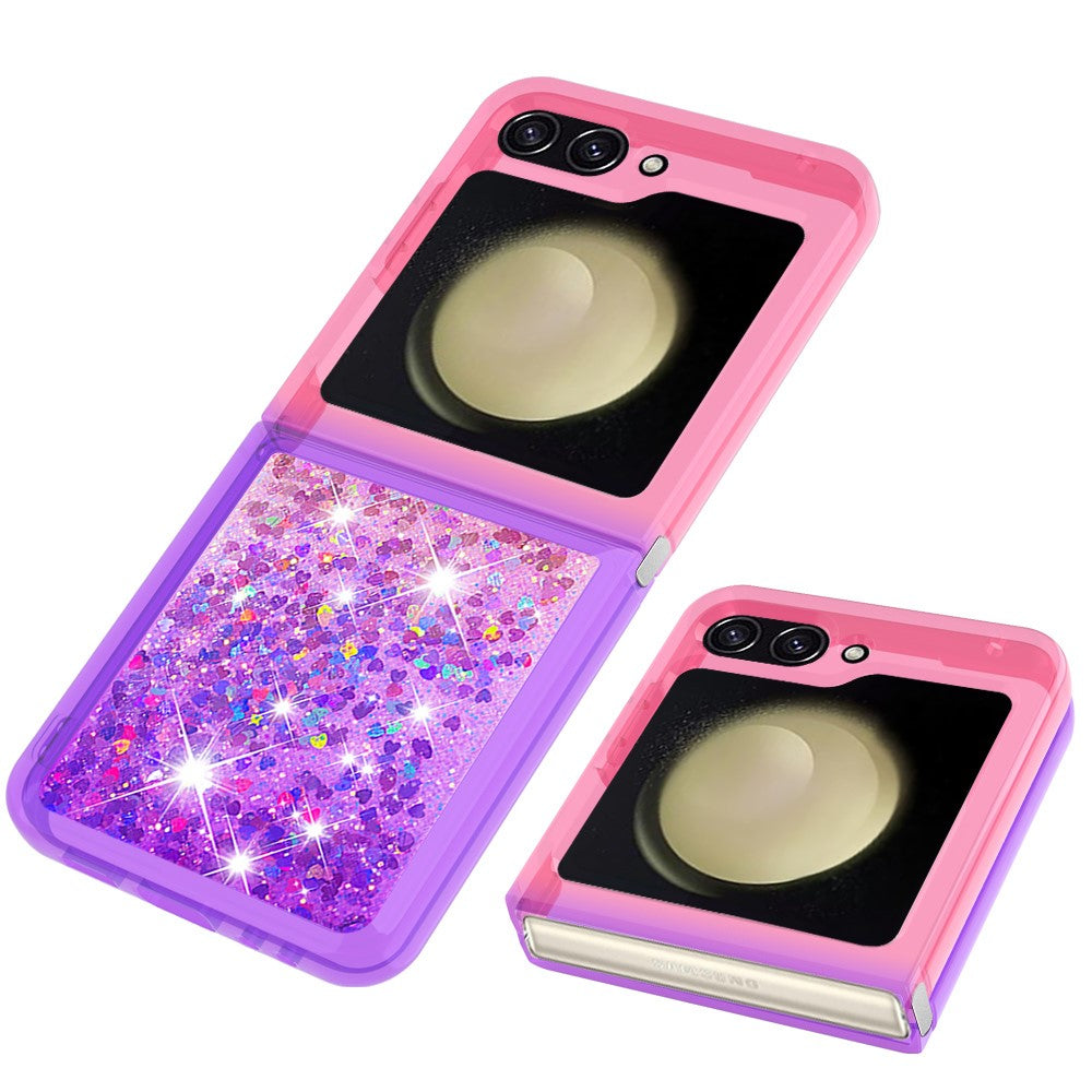 For Samsung Galaxy Z Flip7 FE 5G / Z Flip6 5G TPU Case Gradient Quicksand Phone Back Cover - Pink+Purple