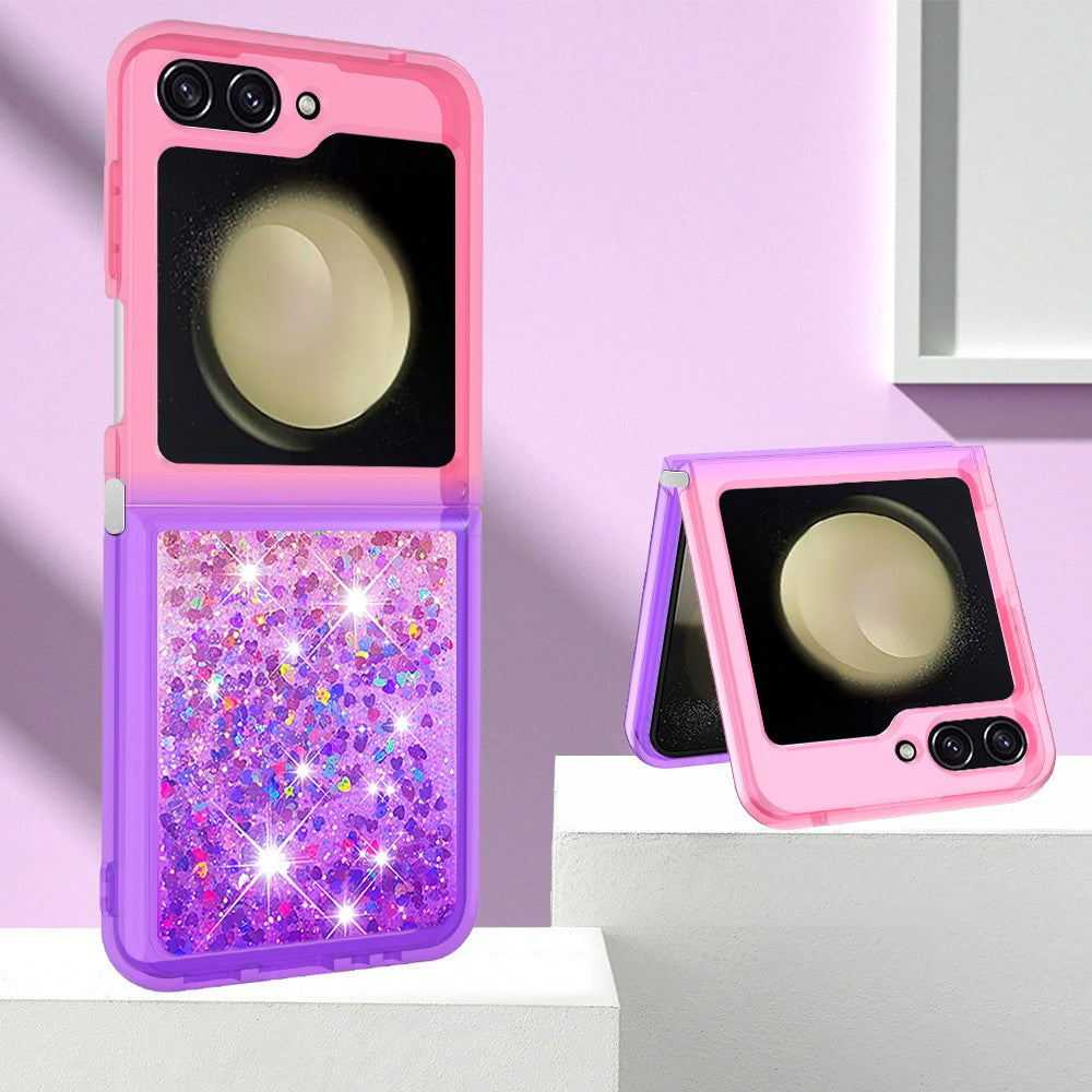 For Samsung Galaxy Z Flip7 FE 5G / Z Flip6 5G TPU Case Gradient Quicksand Phone Back Cover - Pink+Purple