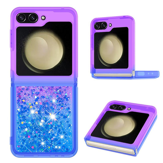 For Samsung Galaxy Z Flip7 FE 5G / Z Flip6 5G TPU Case Gradient Quicksand Phone Back Cover - Purple+Sky Blue