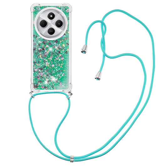 For Xiaomi Redmi 14R 5G / Xiaomi Poco C75 4G / Xiaomi Redmi 14C 4G Case Quicksand TPU Phone Cover - Green / Hearts