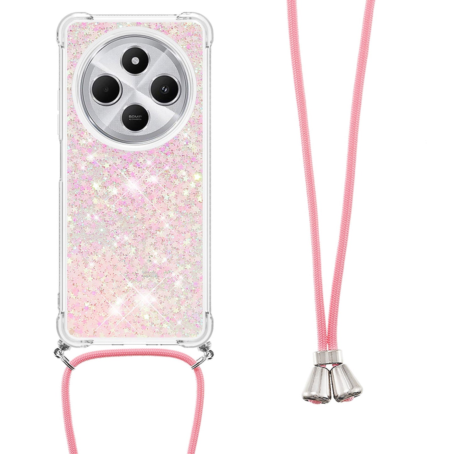 For Xiaomi Redmi 14R 5G / Xiaomi Poco C75 4G / Xiaomi Redmi 14C 4G Case Quicksand TPU Phone Cover - Pink / Pentagram