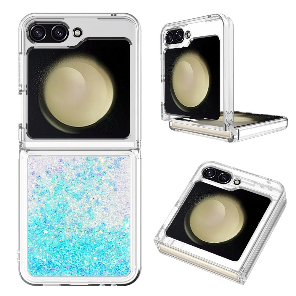 For Samsung Galaxy Z Flip7 FE 5G / Z Flip6 5G TPU Case Glitter Quicksand Shockproof Phone Back Cover - Blue / Pentagram