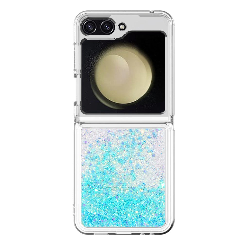 For Samsung Galaxy Z Flip7 FE 5G / Z Flip6 5G TPU Case Glitter Quicksand Shockproof Phone Back Cover - Blue / Pentagram