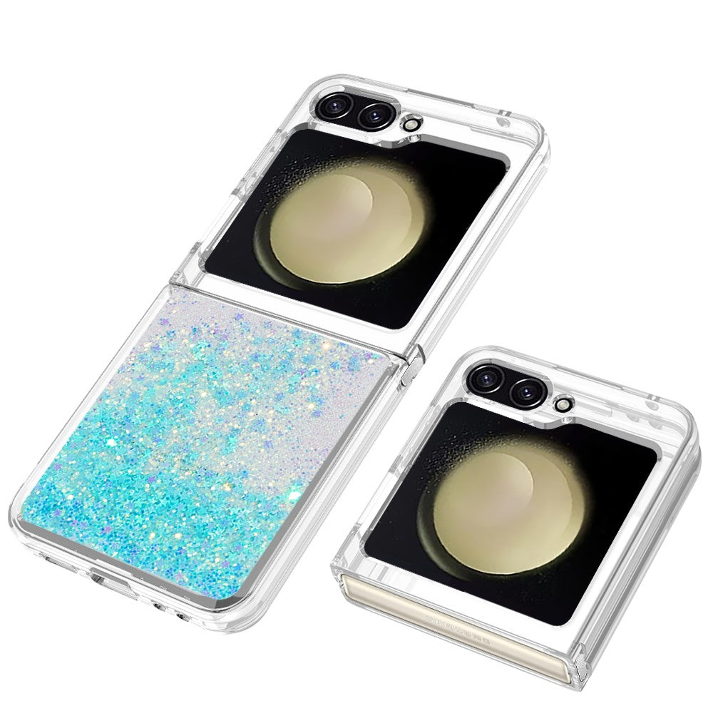 For Samsung Galaxy Z Flip7 FE 5G / Z Flip6 5G TPU Case Glitter Quicksand Shockproof Phone Back Cover - Blue / Pentagram
