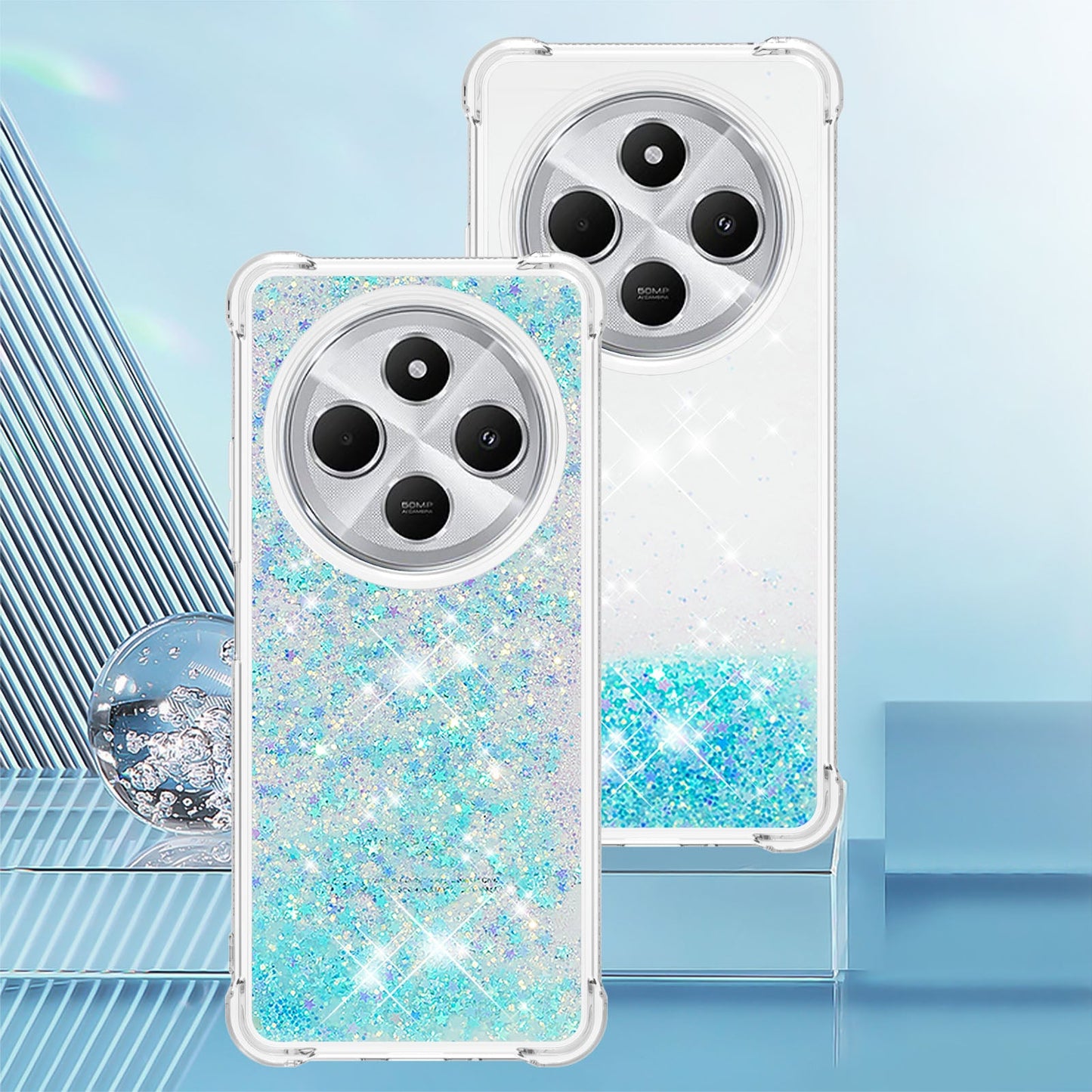 For Xiaomi Redmi 14R 5G / Xiaomi Poco C75 4G / Xiaomi Redmi 14C 4G Case Quicksand Anti-Drop TPU Phone Cover - Blue / Pentagram