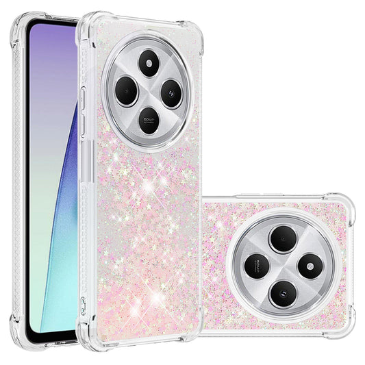 For Xiaomi Redmi 14R 5G / Xiaomi Poco C75 4G / Xiaomi Redmi 14C 4G Case Quicksand Anti-Drop TPU Phone Cover - Pink / Pentagram