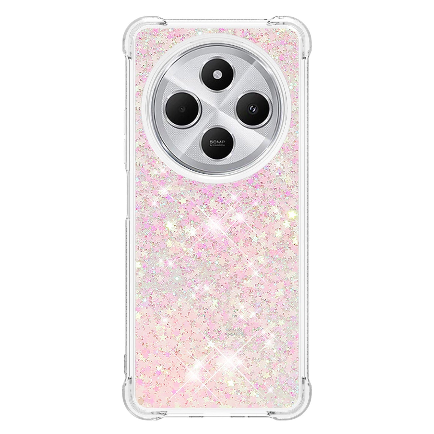 For Xiaomi Redmi 14R 5G / Xiaomi Poco C75 4G / Xiaomi Redmi 14C 4G Case Quicksand Anti-Drop TPU Phone Cover - Pink / Pentagram