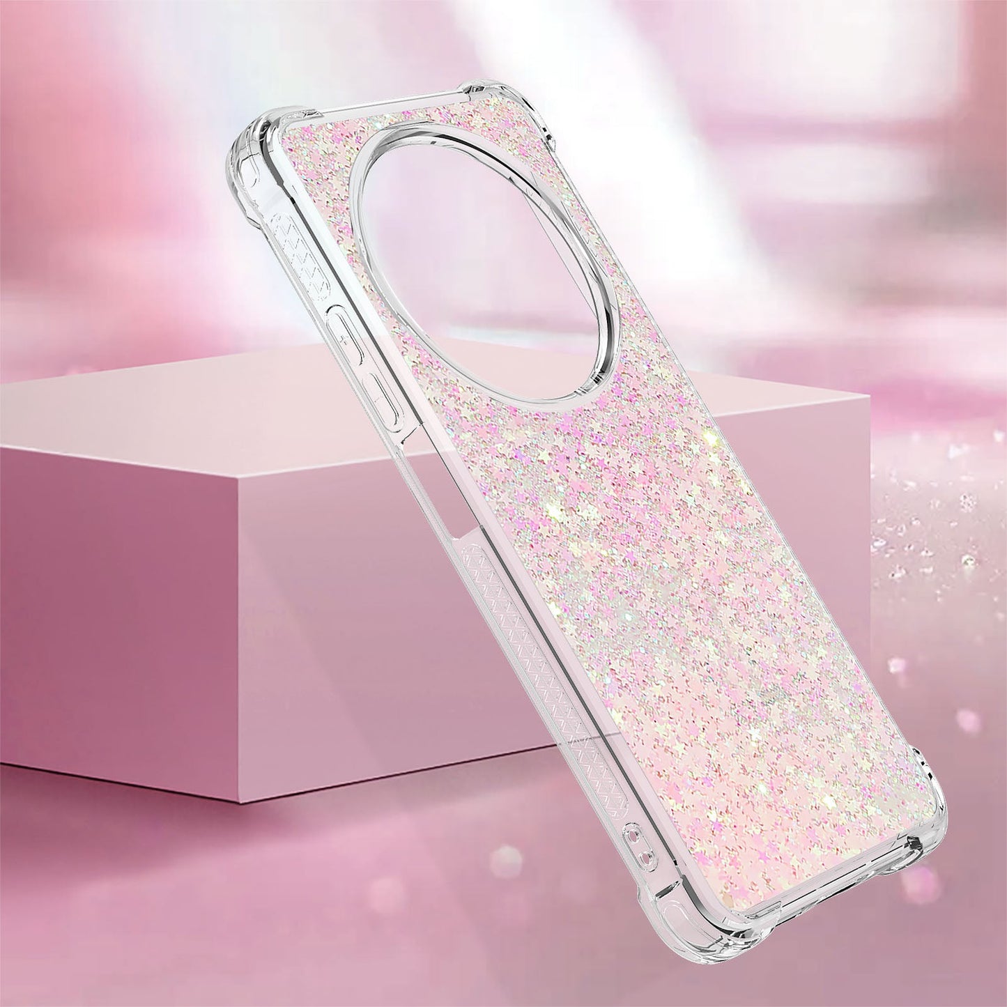 For Xiaomi Redmi 14R 5G / Xiaomi Poco C75 4G / Xiaomi Redmi 14C 4G Case Quicksand Anti-Drop TPU Phone Cover - Pink / Pentagram