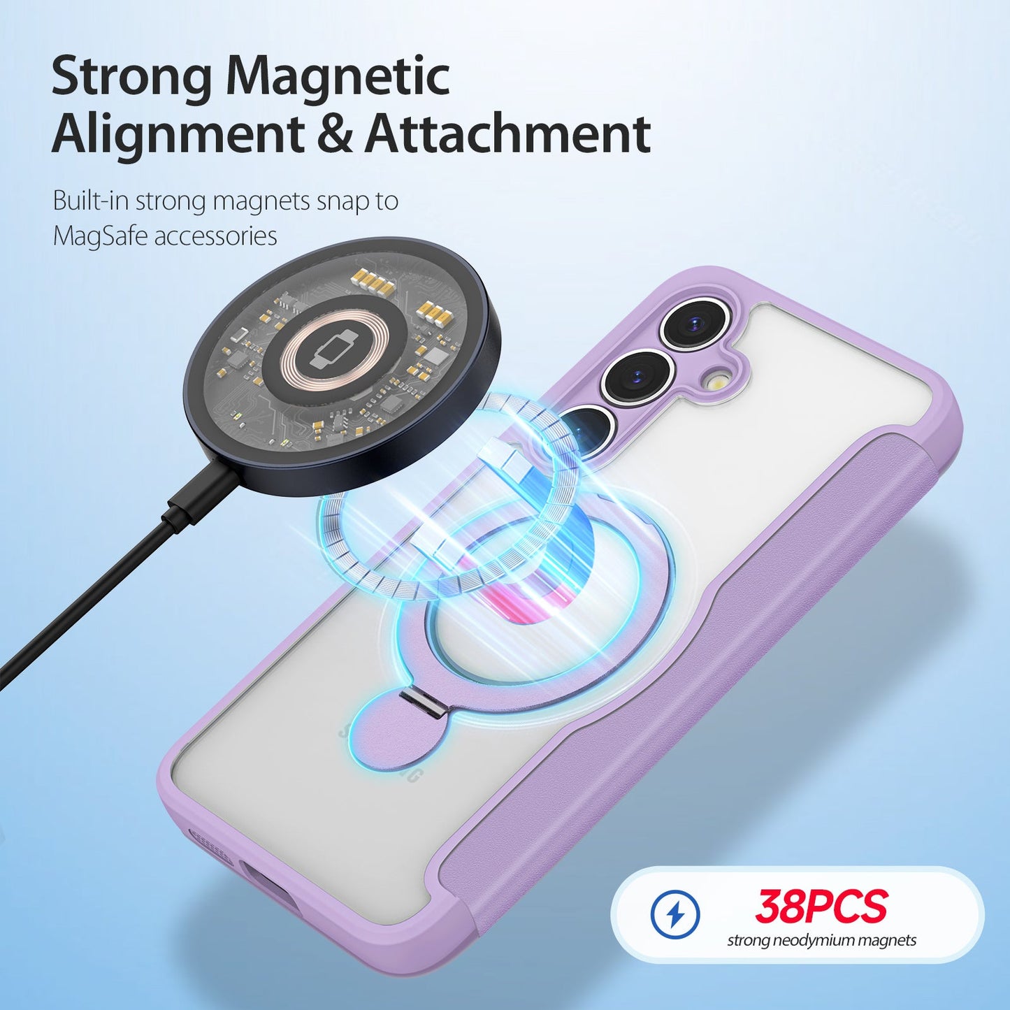 For Samsung Galaxy S25+ Case DUX DUCIS Skin X Pro Series Magnetic Case Rotary Kickstand Card Slot Leather Phone Cover - Purple Pink