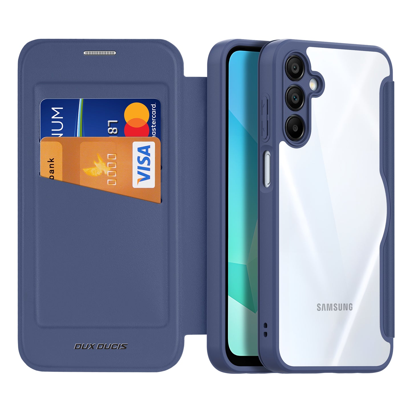 For Samsung Galaxy A16 4G / Galaxy A16 5G Case DUX DUCIS Skin X Pro Series Leather Flip Cover Stand with Card Slots - Blue