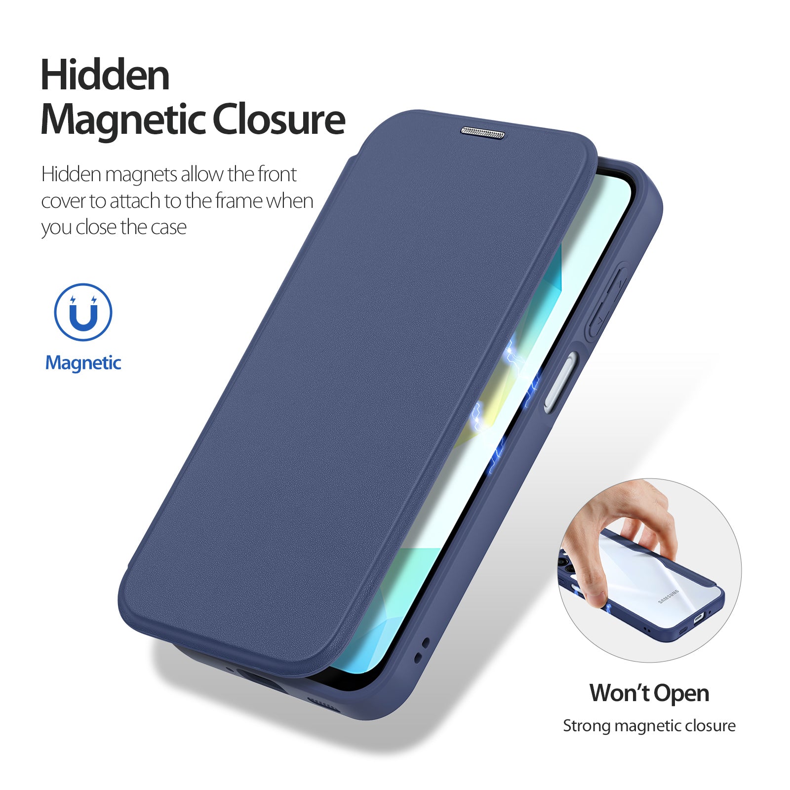 For Samsung Galaxy A16 4G / Galaxy A16 5G Case DUX DUCIS Skin X Pro Series Leather Flip Cover Stand with Card Slots - Blue
