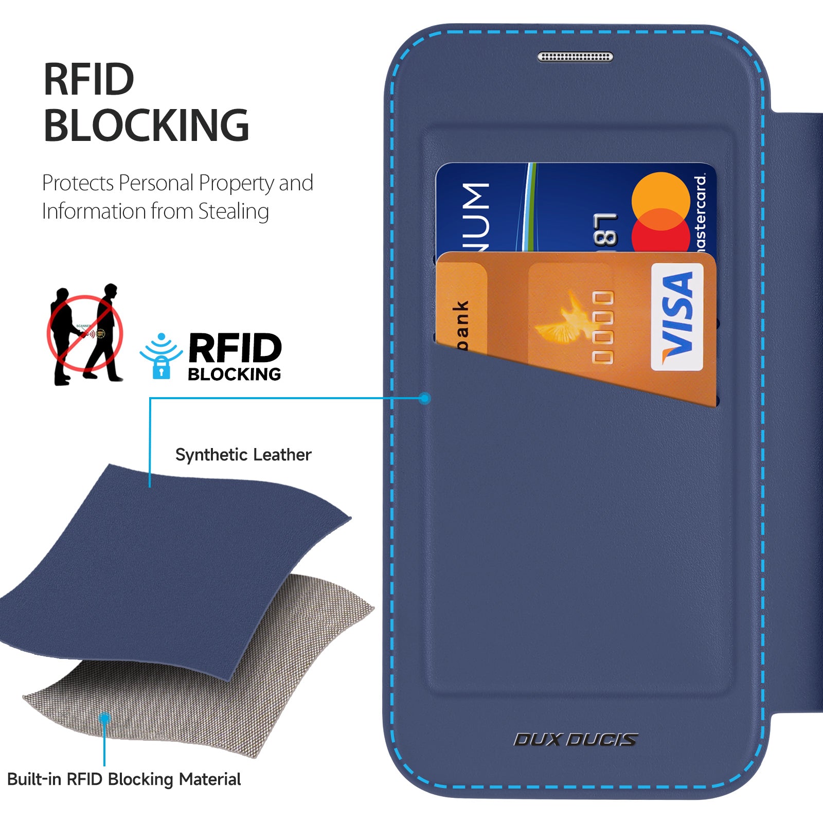 For Samsung Galaxy A16 4G / Galaxy A16 5G Case DUX DUCIS Skin X Pro Series Leather Flip Cover Stand with Card Slots - Blue