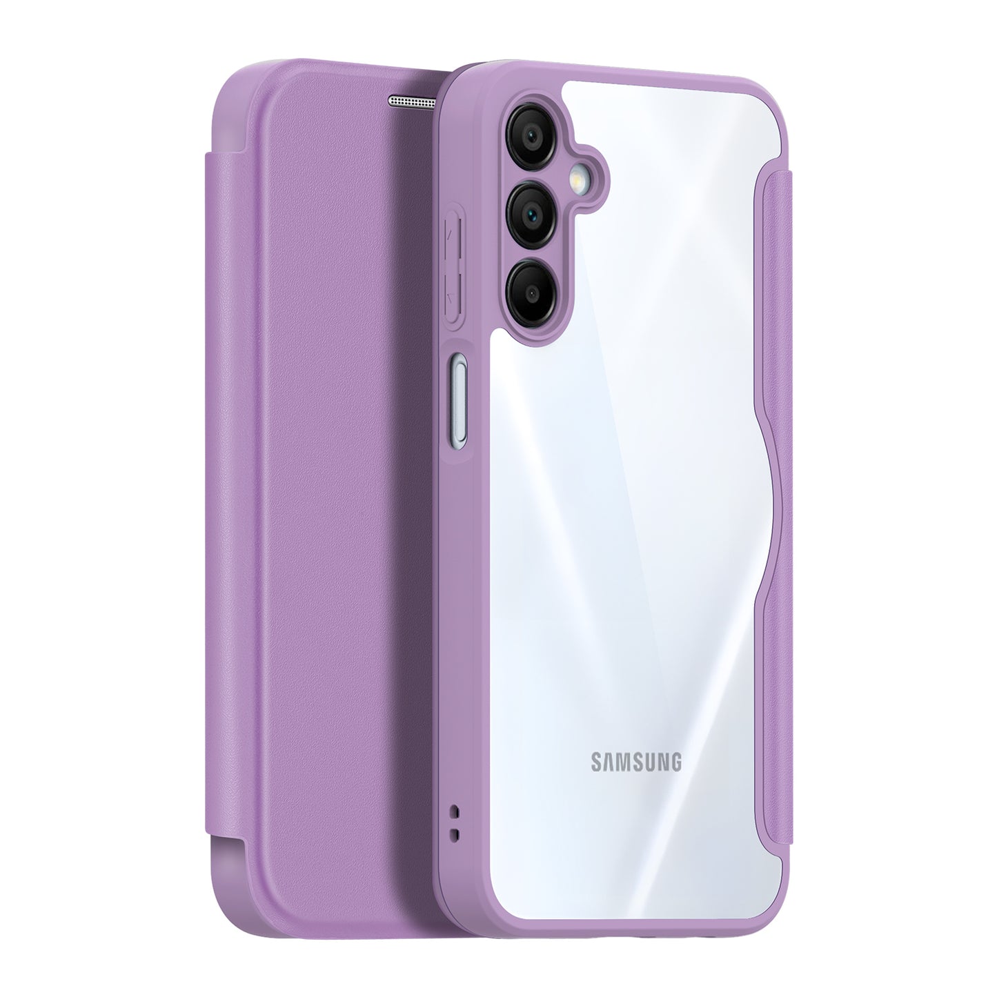 For Samsung Galaxy A16 4G / Galaxy A16 5G Case DUX DUCIS Skin X Pro Series Leather Flip Cover Stand with Card Slots - Purple Pink