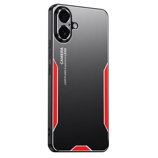 For iPhone 16 Plus Phone Case Aluminium Alloy TPU PC Back Cover - Red