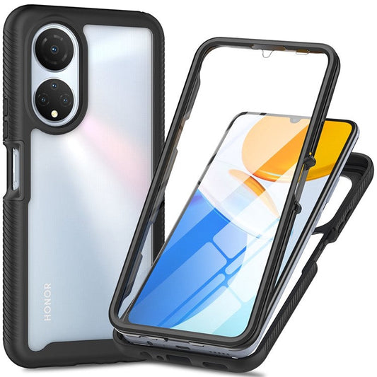 PC + TPU + PET Screen Protector Phone Case for Honor X7, All-round Protection Cell Phone Cover - Black