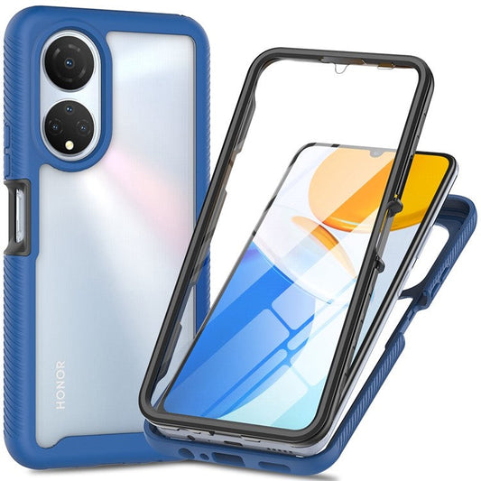 PC + TPU + PET Screen Protector Phone Case for Honor X7, All-round Protection Cell Phone Cover - Dark Blue
