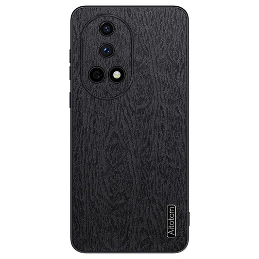 For Huawei nova 13 Case Wood Texture PU Leather Coated PC+TPU Phone Cover - Black