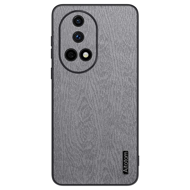 For Huawei nova 13 Case Wood Texture PU Leather Coated PC+TPU Phone Cover - Grey