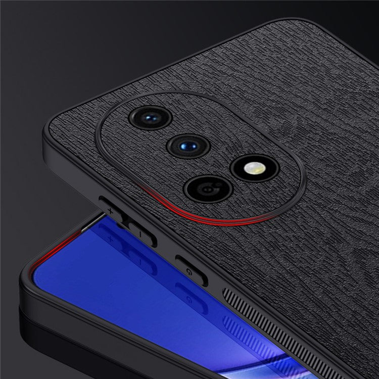 For Huawei nova 13 Case Wood Texture PU Leather Coated PC+TPU Phone Cover - Grey