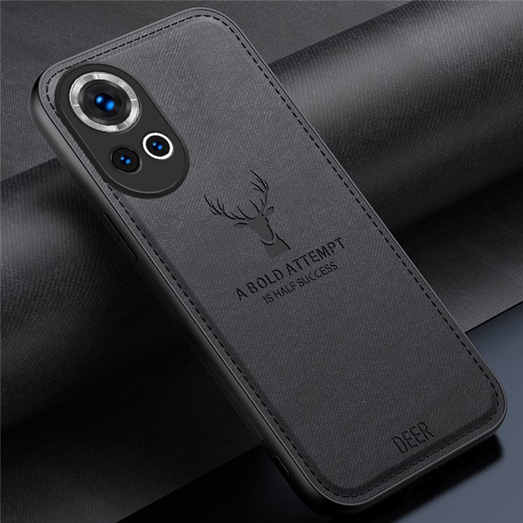 For Huawei nova 13 5G Case Deer Pattern Cloth Texture PU Leather Hybrid Phone Cover - Black
