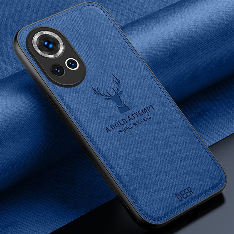 For Huawei nova 13 5G Case Deer Pattern Cloth Texture PU Leather Hybrid Phone Cover - Blue