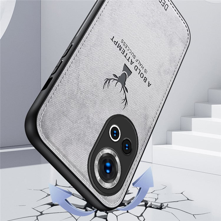 For Huawei nova 13 5G Case Deer Pattern Cloth Texture PU Leather Hybrid Phone Cover - Blue