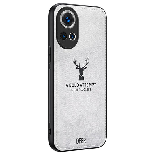 For Huawei nova 13 5G Case Deer Pattern Cloth Texture PU Leather Hybrid Phone Cover - Grey