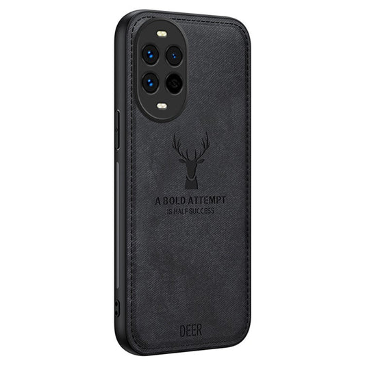 For Huawei nova 13 Pro 5G Case Deer Pattern Cloth Texture PU Leather Hybrid Phone Cover - Black